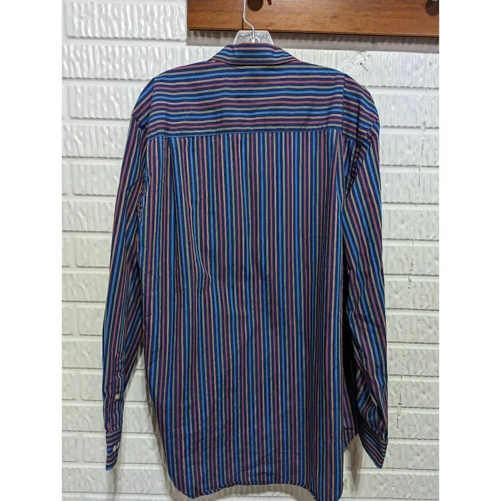 Austin Reed Men's Multi-Color Striped Long-Sleeve Button-Down Cotton Shirt Large - Picture 4 of 5